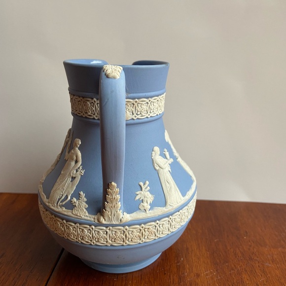 Wedgwood vintage blue jasperwear pitcher can be used as a vase. - Picture 4 of 6